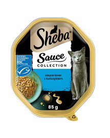SHEBA Sauce Collection 85 g Nassfutter mit Thunfisch in Soße für adulte Katzen