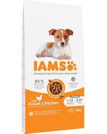 IAMS for Vitality für Welpen kleiner und mittelgroßer Rassen mit frischem Huhn 12 kg