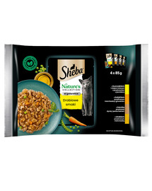 SHEBA Nature’s Collection 4x 85g: Nassvollnehrung für adulte Katzen mit Huhn, Pute und Ente in Gelee