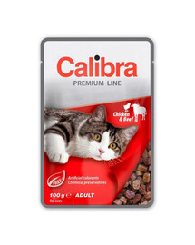 CALIBRA Cat Premium Line Adult Chicken&Beef 100 g mit Rind und Huhn für Katzen