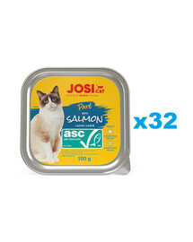JOSERA JosiCat Nassfutter mit Lachs Pastete für Katzen 32x100g