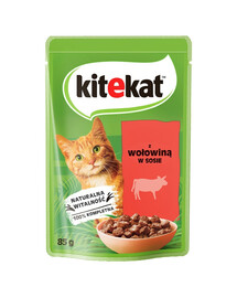 KITEKAT 85g: Rind in Soße für adulte Katzen
