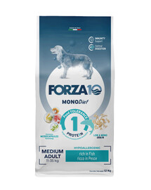 FORZA10 Medium Diet mit Fisch hypoallergenes Trockenfutter für ausgewachsene mittelgroße Hunde 12 kg