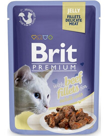 BRIT Premium Cat Delicate fillets in jelly z wołowiną dla kotów 24x85g