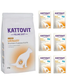 KATTOVIT Feline Diet Urinary Huhn Trockenfutter 4 kg + Nassfutter 6x85 g