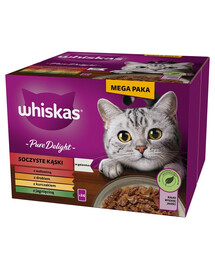 WHISKAS Adult Pure Delight in Gelee 24x85 g mit Rind Huhn Lamm Geflügel