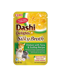 INABA Cat Dashi Delights Silky Broth Huhn, Thunfisch und Jakobsmuscheln 40g