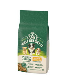 JAMES WELLBELOVED Junior 2 kg Trockenvollnahrung für Welpen unter 14 Monaten, reich an Pute und Reis