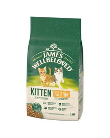JAMES WELLBELOVED Kitten 1,5 kg Trockenvollnahrung für Kätzchen unter 12 Monate reich an Pute und Reis