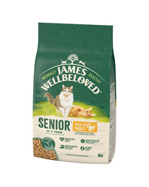 JAMES WELLBELOVED Senior 4 kg Trockenvollnahrung für ältere Katzen nach 7 Jahren, reich an Pute