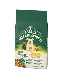 JAMES WELLBELOVED Adult 10 kg Trockenvollnahrung für ausgewachsene Hunde großer Rassen von 14 Monaten bis 10 Jahren mit viel Lamm und Reis