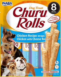 INABA Churu Rolls Chicken 8x12g Hähnchen-Käse-Wrap für Ihren Hund