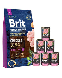 BRIT Premium By Nature Adult Small S 8 kg + Nassfutter mit Truthahn 6x400 g