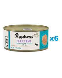 APPLAWS Cat Kitten Tuna in Broth mit Thunfisch in Brühe für Kätzchen 6x70 g