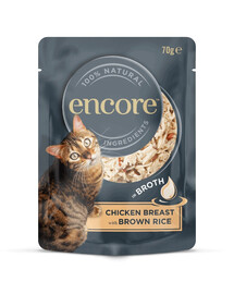 ENCORE Cat Huhn mit braunem Reis in Brühe für Katzen 16x70g