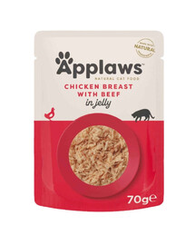 Applaws Katzen Nassfutter in Pouch-Beuteln Huhn mit Rind in Gelee 70g