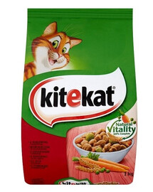 KITEKAT Trockenfutter für Katzen mit Rind und Gemüse 6x300g