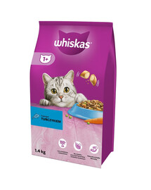 WHISKAS Adult 1,4 kg: Trockenvollnahrung für adulte Katzen mit leckerem Thunfisch