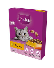 WHISKAS Adult 300g: Trockenvollnahrung mit leckerem Huhn für adulte Katzen
