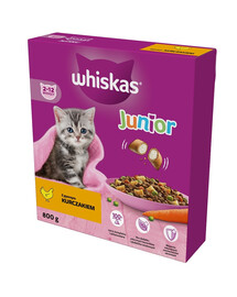 WHISKAS Junior 800g: Trockenvollnahrung für Kätzchen mit leckerem Huhn