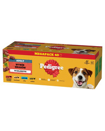 PEDIGREE Adult Auswahl an Geschmacksrichtungen in Gelee 40x100g mit Rindfleisch, Huhn, Fisch, Geflügel