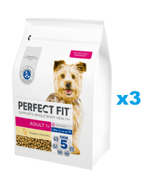 PERFECT FIT Adult 1+ Trockenfutter mit Huhn adulte Hunde kleine Rassen 3x2,6 kg