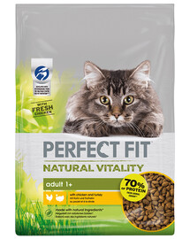 PERFECT FIT Natural Vitality 1+ : Trockenfutter mit Huhn und Truthahn adulte Katzen 650 g