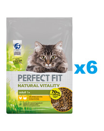PERFECT FIT Natural Vitality 1+ Trockenfutter mit Huhn und Truthahn adulte Katzen 6x650 g