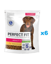 PERFECT FIT Adult 1+ 6x825g: Trockenvollnahrung mit Huhn für adulte Hunde großer Rassen
