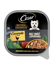 CESAR Schale 100 g Nassfutter in Sauce für ausgewachsene Hunde mit Huhn, Zucchini, Beeren und Kräutern