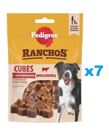 PEDIGREE Ranchos Cubes 7x70g: Zusatzfutter für adulte Hunde mit Rindfleisch