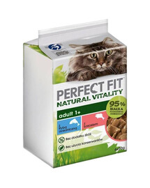 PERFECT FIT Natural Vitality Betel 6x50 g: Nassfutter für adulte Katzen auch nach der Kastration in Sauce mit Meeresfisch und Lachs