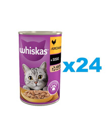 WHISKAS Adult 24x400 g : Nassfutter mit Huhn in Soße für adulte Katzen