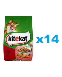 KITEKAT Katzentrockenfutter mit Rindfleisch und Gemüse 14x300g