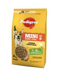 PEDIGREE Adult Mini 2 kg: Trockenfutter mit Geflügel und Gemüse für adulte Hunde kleiner Rassen
