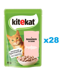 KITEKAT 28x85 g: Lachs in Soße  für adulte Katzen