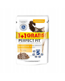 PERFECT FIT Sensitive 1+ 2x85 g: Nassfutter mit Huhn für adulte Katzen in Soße