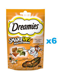 DREAMIES ShakeUps Multivitamins 6x55g: Leckerli mit Huhn, Ente und Katzenminze für Katzen