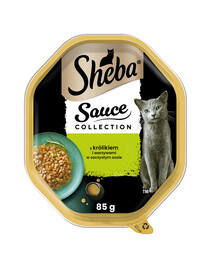 SHEBA Sauce Collection 85 g Nassfutter mit Kaninchen und Gemüse in Soße für adulte Katzen