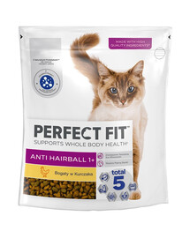 PERFECT FIT Antihairball 1+: Trockenvollnahrung mit Huhn für adulte Katzen 750 g