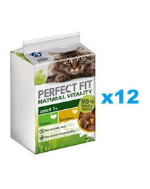 PERFECT FIT Natural Vitality Beutel 72x50 g: Vollnahrung für adulte Katzen auch nach der Kastration in Puten- und Hühnersauce