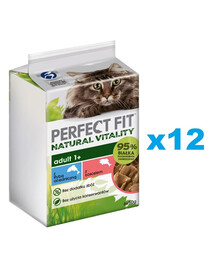 PERFECT FIT Natural Vitality Betel 72x50 g: Nassfutter für adulte Katzen auch nach der Kastration in Sauce mit Meeresfisch und Lachs