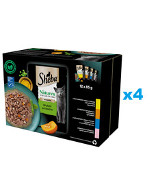 SHEBA Nature’s Collection 48x85 g: Nassfutter mit Huhn, Truthahn, Thunfisch und Lachs für Katzen