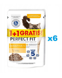 PERFECT FIT Sensitive 1+ 12x85 g: Nassfutter mit Huhn für adulte Katzen in Soße