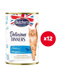 BUTCHER'S Delicious Dinners Nassfutter mit Forelle in Gelee 12x400g
