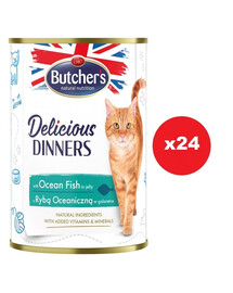 BUTCHER'S Delicious Dinners, Nassfutter mit Meeresfisch in Gelee 24 x 400g