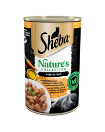 SHEBA 400 g Nature's Collection mit Putenfleisch, Geflügelherzen und Fischöl, garniert mit Karotten in Terrine