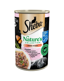 SHEBA 400 g Nature's Collection: Nassvollnahrung für adulte Katzen mit Lachs, Süßkartoffeln und grünen Bohnen in Sauce
