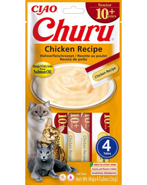 INABA Churu Cat Senior Chicken 4x14g cremiges Leckerli mit Hühnergeschmack für ältere Katzen