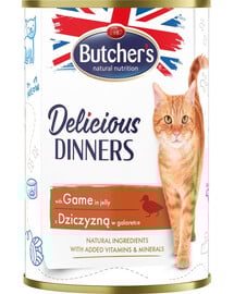BUTCHER'S Delicious Dinners Katzenfutter, Stücke mit Wildfleisch in Gelee 400g